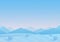 Vector illustration of blue colorful snowy hills background. Winter simple landscape.