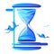 Vector illustration of a blue hourglass and a flying seagull Generative AI