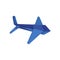 Vector illustration of blue origami paper airplane. Small airplane made of paper,