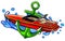 Vector Illustration with Boat Graphics on White Background.