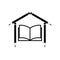 Vector illustration of books and pencils forming a house.  Suitable for logo of library, printing, stationery shop, etc