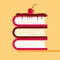 Vector illustration, books stacked in the shape of a cake with saffron on top.