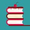 Vector illustration, books stacked in the shape of a cake with saffron on top.