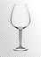Vector illustration of a bordeaux wine glass in photorealistic style. A realistic object on a transparent background. 3D
