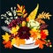 Vector illustration of a bouquet of autumn flowers on a dark background Generative AI