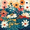 Vector illustration of a bouquet of daisies in retro style AI Generated