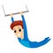 Vector Illustration of a Boy hanging on trapeze