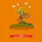 Vector illustration of boy riding bmx bike in flat style