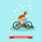 Vector illustration of boy riding mountain bike in flat style