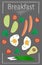 vector illustration breakfast tasty healthy bright on gray background