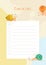 Vector illustration of a bright checklist with cute charming funny snails in a cartoon style. Stationery for children and