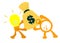 Vector illustration bright idea lamp idea and clock time fight for money dollar bag economy flat design cartoon style