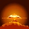 Vector illustration of bright nuclear explosion.
