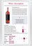 Vector illustration.Brochure,form describing the characteristics of pink wine.Feed temperature,brief description,history