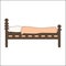 Vector Illustration of a brown children bed with pillows and blanket on a white background. isolated. flat style