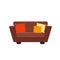Vector illustration of brown couch with pillows
