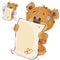 Vector illustration of a brown teddy bear misses and wrote a love letter