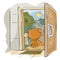 Vector illustration of a brown teddy bear sad sitting on the porch, looking at the road and waiting for someone