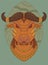 Vector illustration buffalo steampunk  color