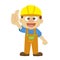 Vector illustration of a builder in yellow helmet