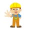 Vector illustration of a builder in yellow helmet