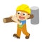 Vector illustration of a builder in yellow helmet