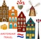 Vector Illustration of building Amsterdam outline for Design, Website, Background, Banner, Card. Travel Holland Landmark