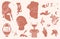 Vector illustration of bundle antique signs and symbols - statues, olive branch, amphora, column, helmet. Ancient greek