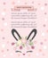 Vector illustration with Bunny ears, smiling eyes, floral wreath