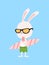 Vector Illustration: Bunny with a surfboard, an ice cream and sunglasses