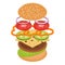Vector illustration of burger on white background.