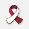 Vector illustration. Burgundy and ivory color ribbon, international symbol of head and neck cancer awareness.