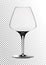 Vector illustration of a burgundy wine glass in photorealistic style. A realistic object on a transparent background. 3D