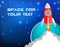Vector illustration business rocket launch with copy space