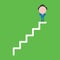 Vector illustration of businessman character standing on top of stairs on green background