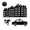 Vector illustration of a businessman or an office worker ina suit trying to catch a taxi in a hurry. Black and white silhouettes.