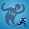 Vector illustration of businessman runaway from tax