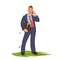 Vector illustration of businessman talking phone