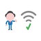 Vector illustration businessman with wireless wifi symbol, check