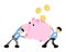 Vector illustration businessman worker pick pig bank money dollar economy flat design cartoon style