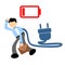 Vector illustration businessman worker tired need recharger energy flat design cartoon style