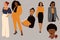 Vector illustration of businesswomen. Girls at work. Female Boss. A set of business ladies clip art.