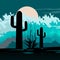 Vector illustration of Cactus forest view