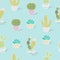 Vector illustration cactus seamless pattern background. colorful