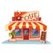 Vector illustration of cafe building with bright