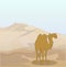 Vector illustration of a camel that lies on nature