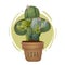 Vector illustration, carton style. A family of cacti of different colors and characters are hugging together in a flower pot. Love