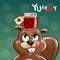 Vector illustration of cartoon beaver with jam.