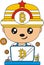 Vector illustration of cartoon bitcoin mining coins with computer