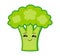 Vector illustration of a cartoon broccoli. Kawaii cabbage. Vegan food. Smiling character.